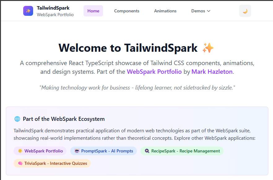 TailwindSpark: Tailwind CSS React Showcase