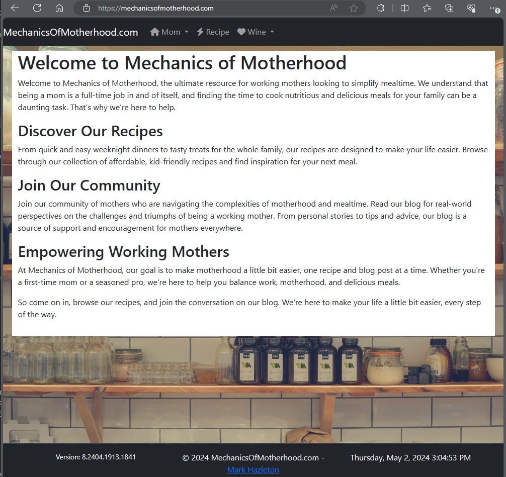 Mechanics of Motherhood: Recipe Management Platform