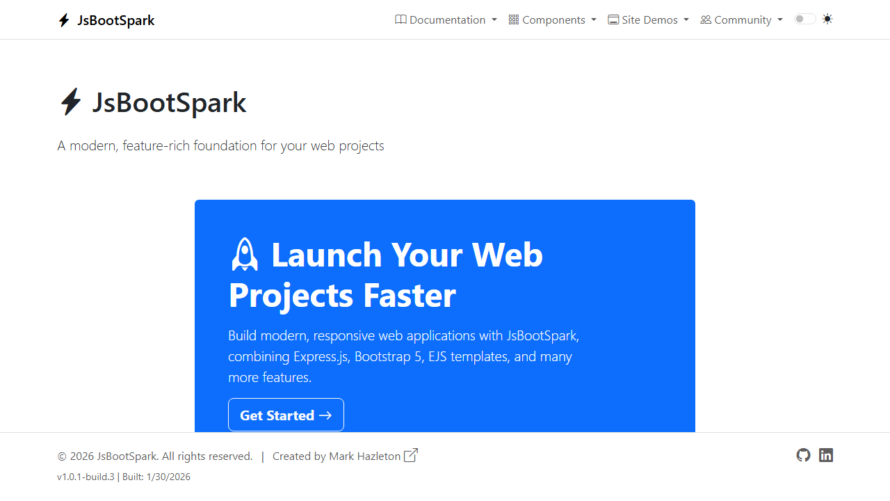 JsBootSpark screenshot